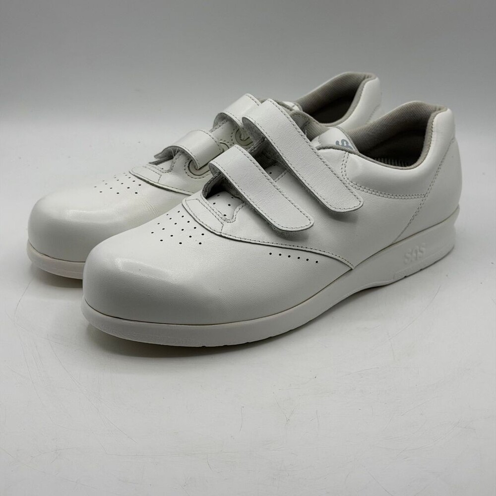 SAS Me Too 1580-001 Women’s Size 8.5 White Hook And Loop Leather Walking Shoes